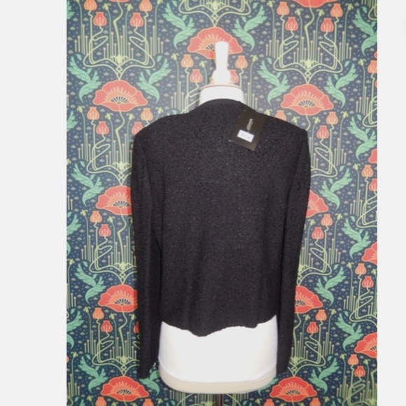 St. John Collection Knits Suit Jacket Black Boucle Zip Cardigan Sweater 8 Nwt - Picture 8 of 8